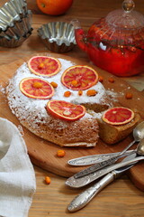 Orange pie with fruit tea