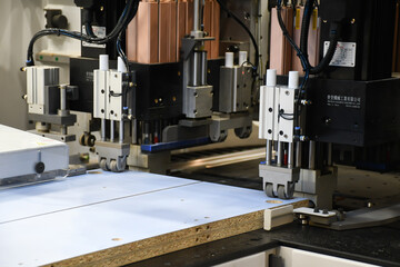 Kiev, Ukraine, March 5, 2021. Panel saw Altendorf.
Equipment for format cutting of modern materials used in furniture production. Furniture exhibition in Kiev. Editorial