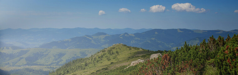 Morning sunny day is in mountain landscape. Carpathian, Ukraine, Europe