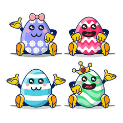 Bundle Set Illustration Vector Graphic of a Easter Egg Cute Mascot. Goods for Business Posters, Presentation, etc