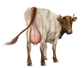 vache laitière, du dos, animal, ferme, bétail, tête marron, blanc, brun, agriculture, gazon, mollet, bétail, taureau, vache laitière, champ, mammifère, isolé, boeuf, exploitation laitière, prairie, na