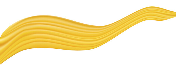 Abstract bright yellow orange curve wave isolated on white background. Hangings, silk drape