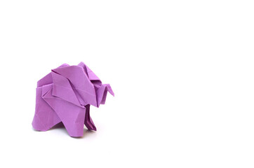 A violet origami elephant