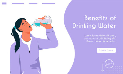 Vector landing page of Benefits of Drinking Water concept