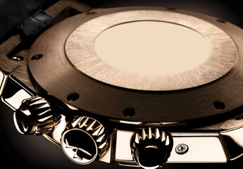 Rear view of a wristwatch with a titanium case