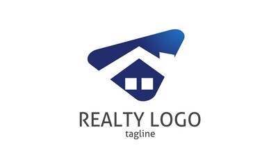 Clean and professional negative space of house logo in the dynamic triangle shape for real estate, property agent, home rent, exterior, interior construction