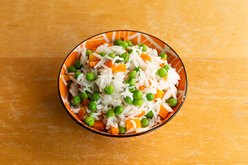 basmati rice with green peas and carrots