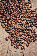 sprinkled grains on a wooden background aromatic drink cooking products