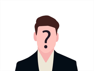Unknown person concept. Human head with no face and question mark. Anonymous person