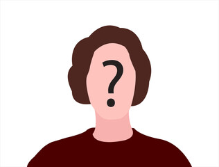 Unknown person concept. Human head with no face and question mark. Anonymous person