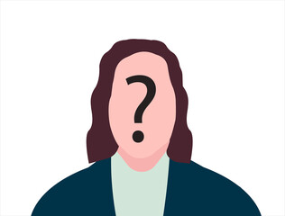 Unknown person concept. Human head with no face and question mark. Anonymous person