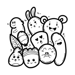 Hand drawn vector illustration doodle cute character for coloring book kids