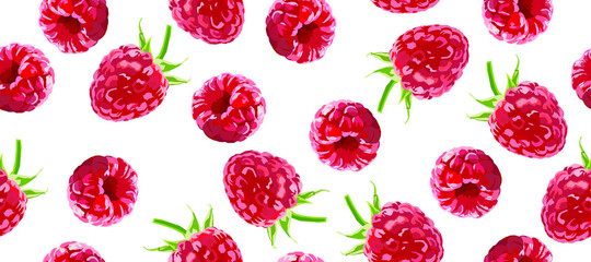 Berry vector seamless pattern. Raspberry background