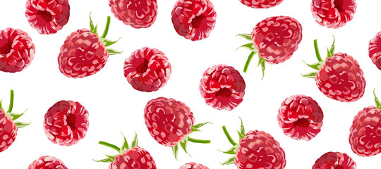 Berry  seamless pattern. Raspberry long background