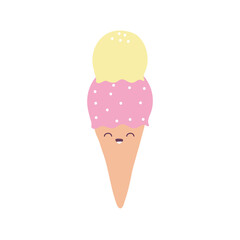 ice cream smiling on a white background