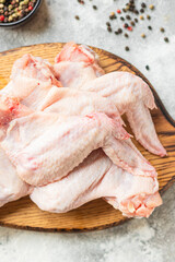 raw chicken wings chunks of poultry meat snack healthy meal top view copy space for text food background rustic image