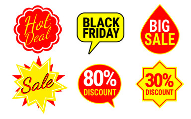 vector price sale tag icon promotion label with yellow and red color illustration