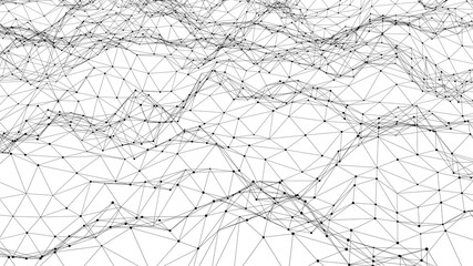 白黒のパーティクル、ワイヤーフレームの波