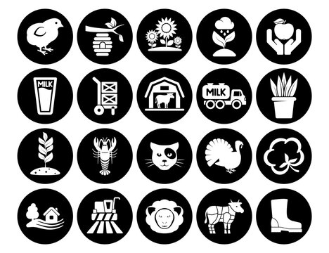 Vector icons pack farm collection Isolated vector outline illustrations