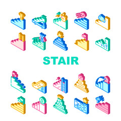 Stair And Achievement Collection Icons Set Vector