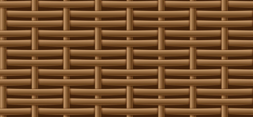 Decorative wooden textured basket weaving background. Seamless woven vector pattern	