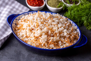 Traditional delicious Turkish food; Turkish rice pilav