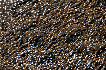 Closeup of water ripples on a beach