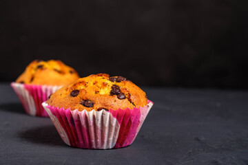 Cupcake with pieces of chocolate