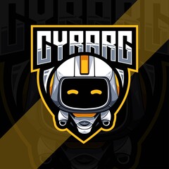 Cyborg mascot logo esports template design