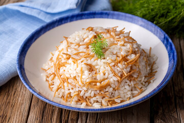 Traditional delicious Turkish food; Turkish rice pilav