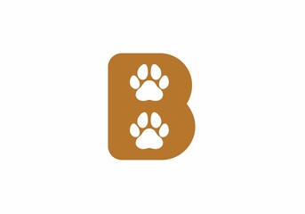 Brown B initial letter with animal paw shape