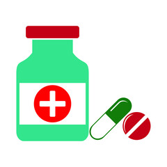Drug container and medication icon, Medical symbol