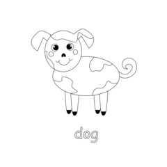Dog cartoon monochrome sketch art design element pet animal stock vector illustration for web, for print, for coloring book