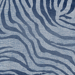 Denim African background with zebra skin prints. Fabric design