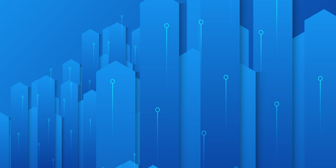 Modern simple blue technology business background with arrows and dot lines