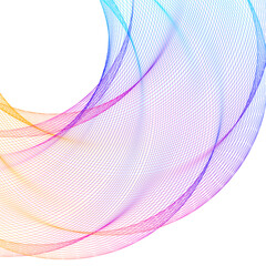 Design elements. Wave of many purple lines circle ring. Abstract vertical wavy stripes on white background isolated. Vector illustration EPS 10. Colourful waves with lines created using Blend Tool