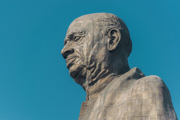 Kevadia, Narmada, Gujarat, India - December 25, 2018: Close-up view of Statue of Unity