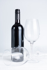 Bottle of wine and glasses