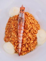 Paella marinera gourmet tipica de valencia.