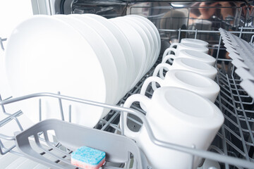 Wine glasses in dishwasher machine