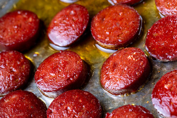 Turkish fried sausage (Turkish name; Turkish sucuk, sahanda sucuk)