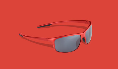 sunglasses isolated on red background with​ clipping​  path​