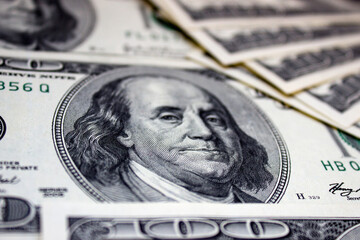 One hundred american dollars close up
