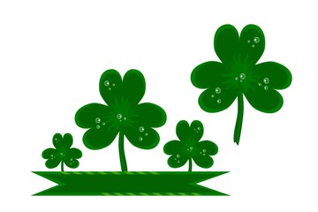 Shamrock, ribbon in different shades of green on a white background. St. Patrick's day, illustration for creativity