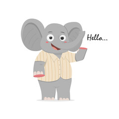 cute elephant using cartoon clothes