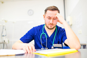 Handsome doctor veterinarian at vet clinic student of medical university