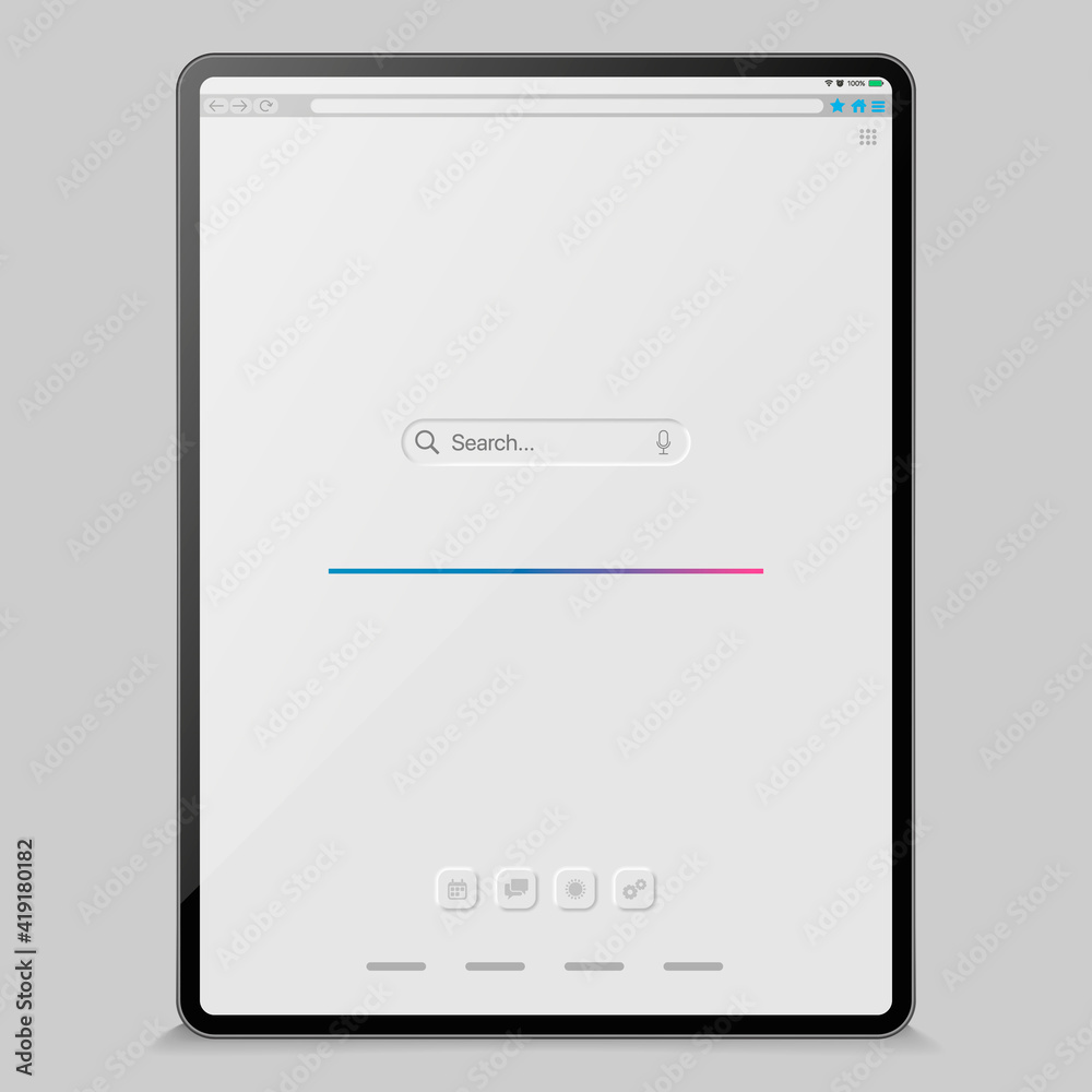 Poster tablet search icon. web template for concept design. web search concept. digital technology. busines