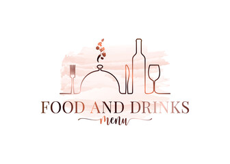 Food and drink watercolor logo on white background