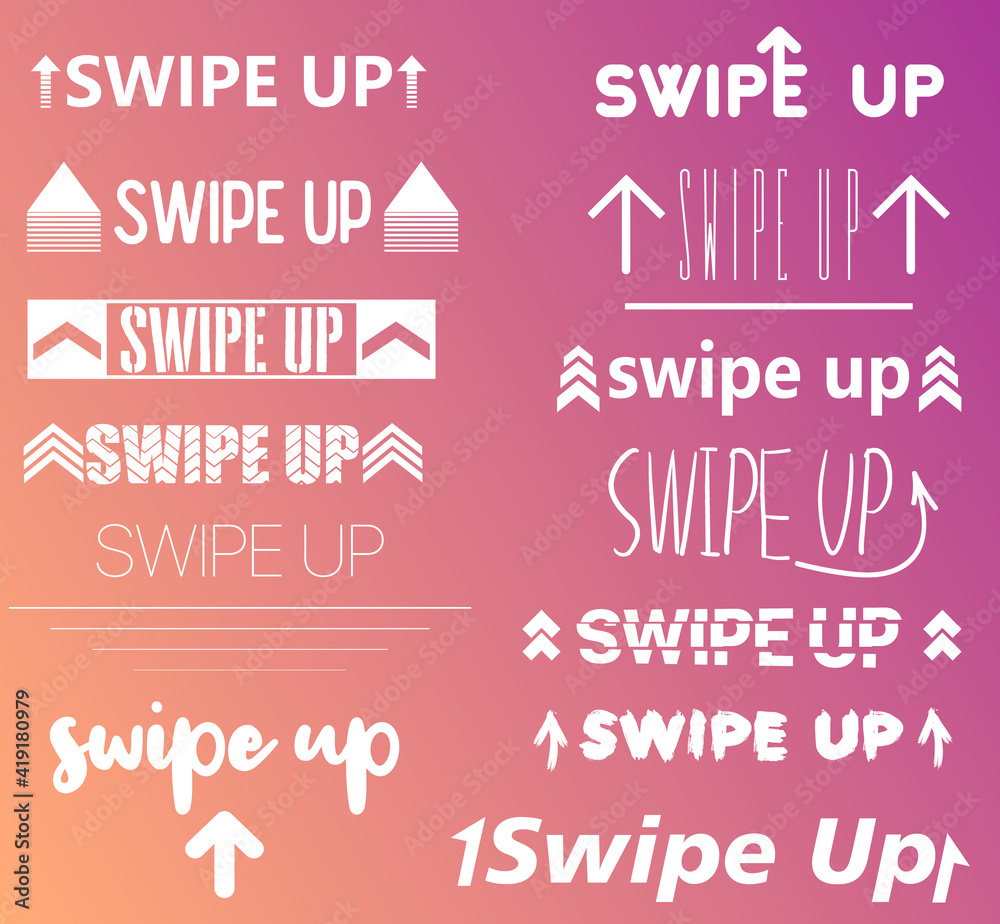 Poster Vector swipe up icon set isolated on background for stories design blogger, scroll pictogram. Arrow up logo. 10 eps Black swipe up vector