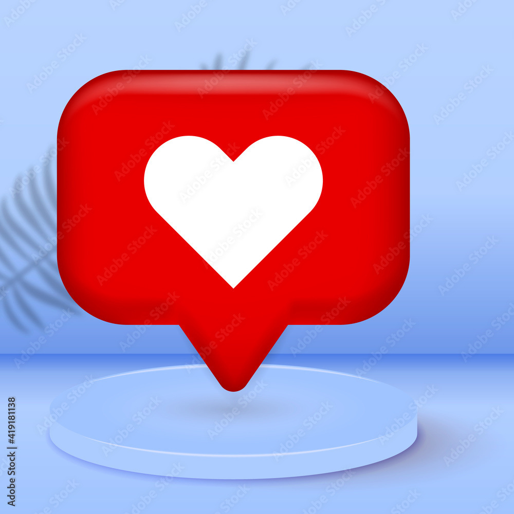 Poster Notifications icon. Like icon vector. 3d social media Like vector icon. symbol for web site Computer and mobile vector.